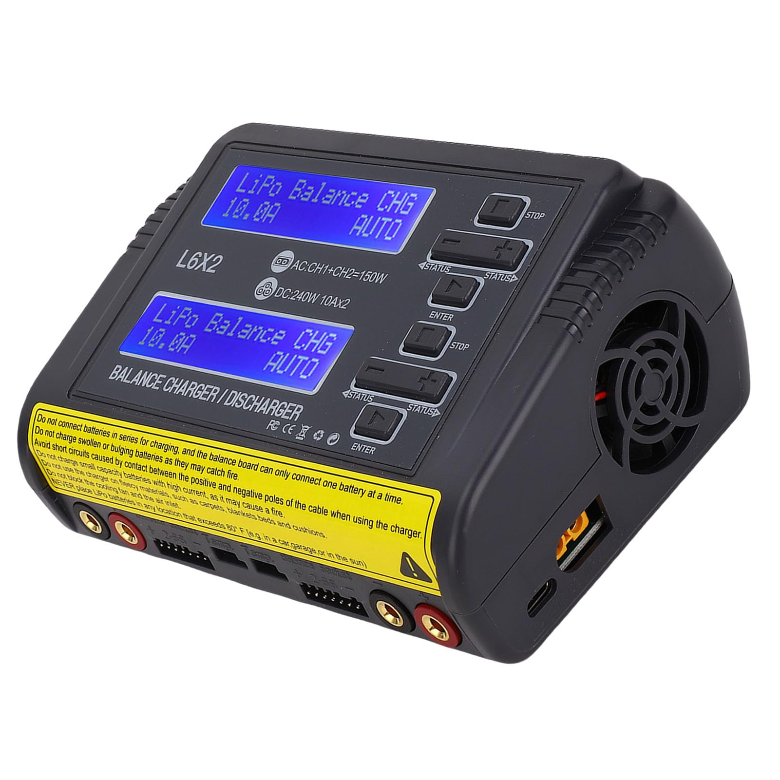 Caricabatterie Lipo Caricatore doppio Lipo Caricabatteria per aereo RC Caricatore di equilibrio Scarica per LiPo Li Ion LiFe NiCd NiMH Caricatore portatile compatto a doppi