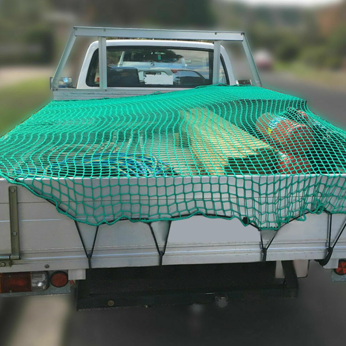 Rete di Carico per Cassone Camion in Nylon Resistente con Elastici e 15 Ganci, per Trailer e Pick-up Durante Campeggio e Trasporto Merci