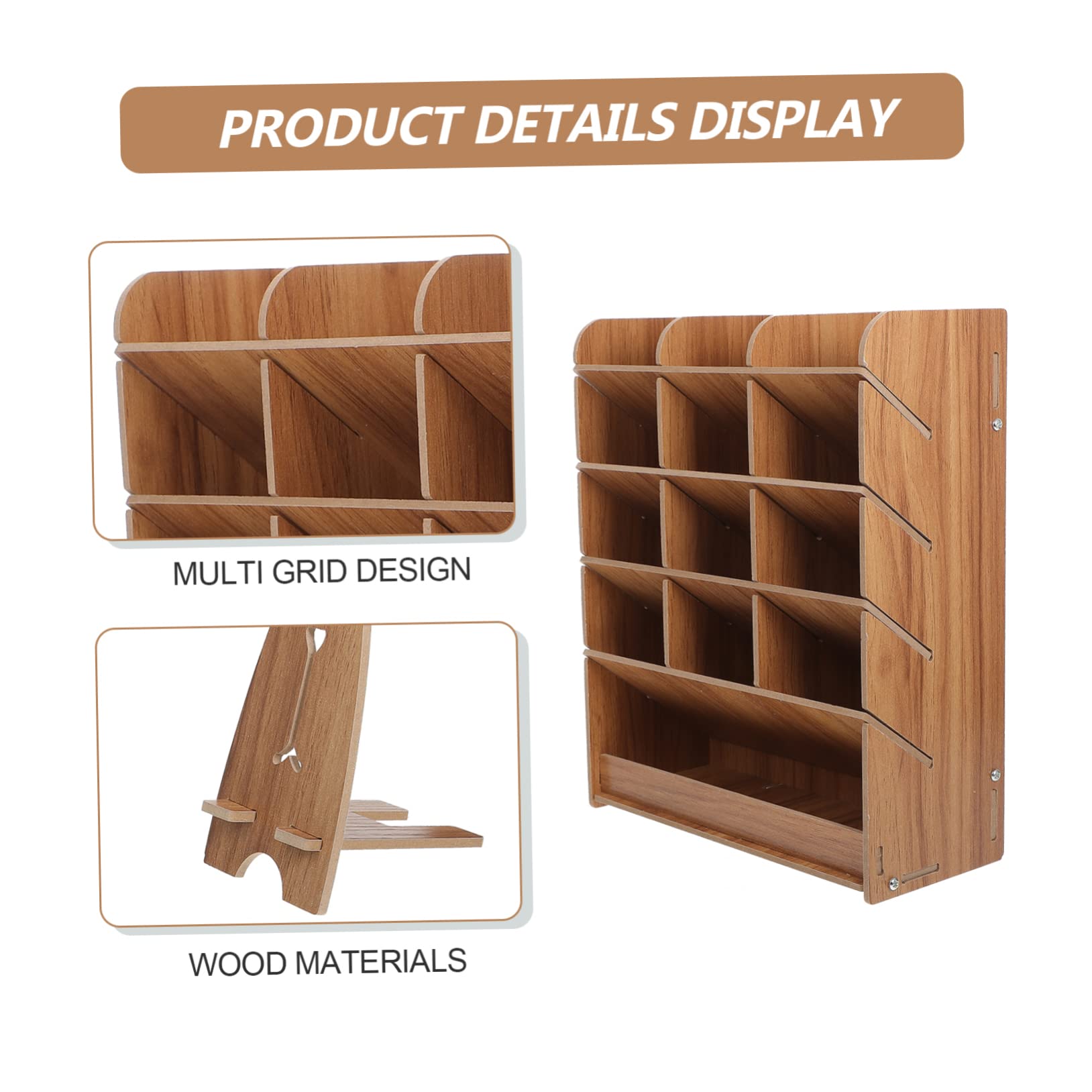 STOBOK Elegante Portapenne in Legno Per Scrivania Organizer Multifunzionale Per Cancelleria Con Bordi Arrotondati E Lisci in Legno Di Ciliegio