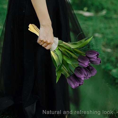 Miniatura 2 de Flores ArtificialesFalsasSintéticas - Tulipán Morado 8PCS para Boda, Hogar, Fiesta, Restaurante