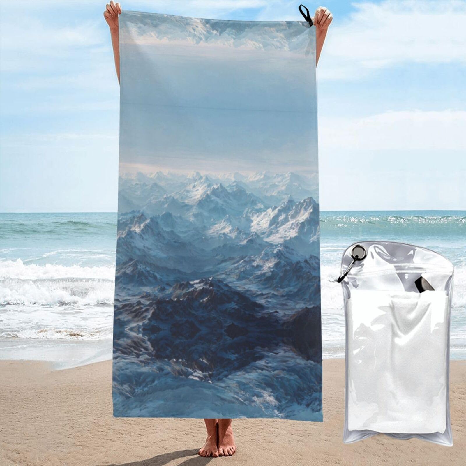 ESNAIUVCD Mountains Print Beach Towel, Microfibre Sauna Towel, Quick-Drying Fitness Towel, Lightweight And Thin Portable Sauna Towel