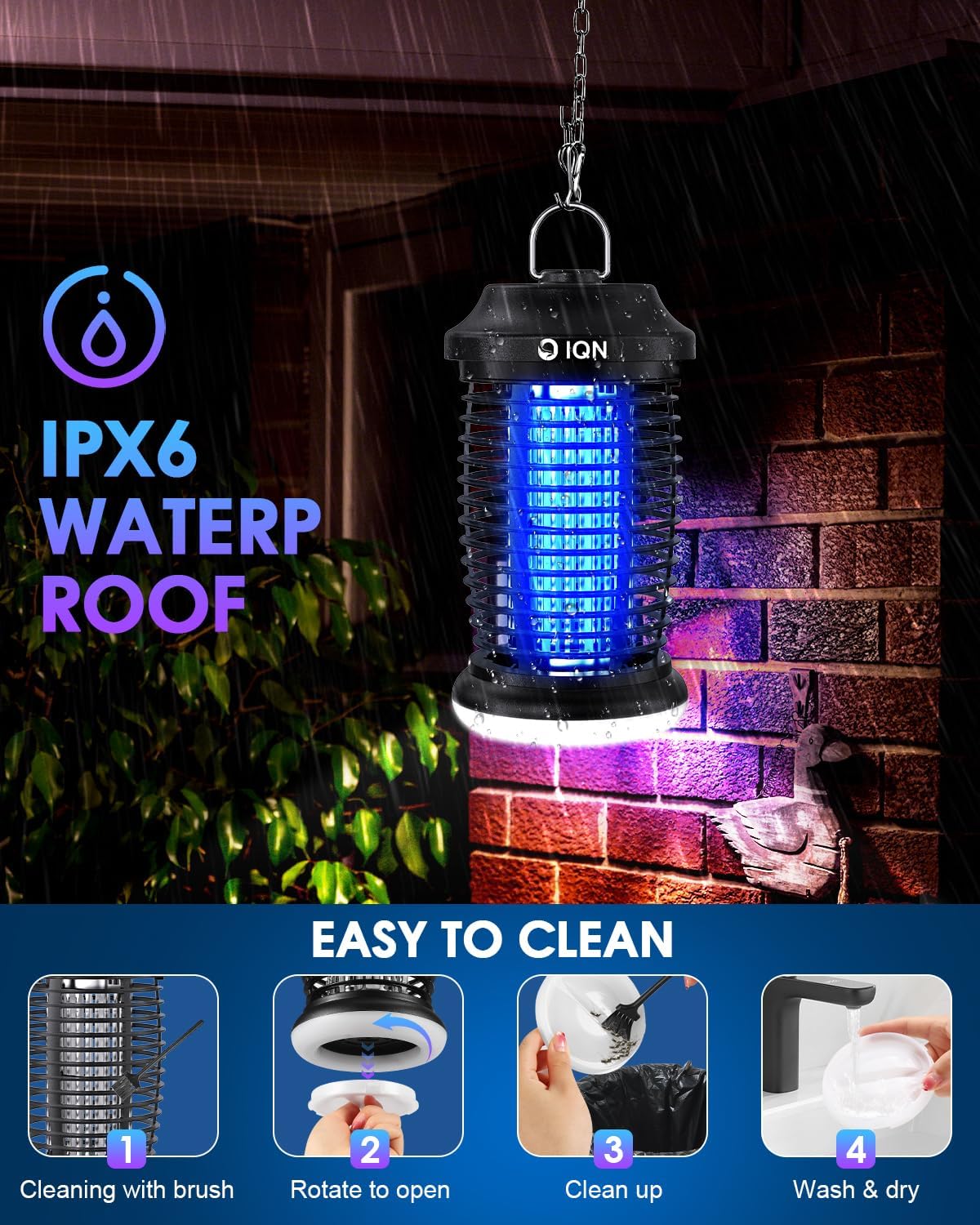 Outdoor Insect Killer, Mosquito Killer, Electric Fly Killer, Insect Killer, Mosquito Killer, Fly Trap, Indoor and Outdoor Flying Insect Killer 4200V, ABS Plastic Shell (Black)