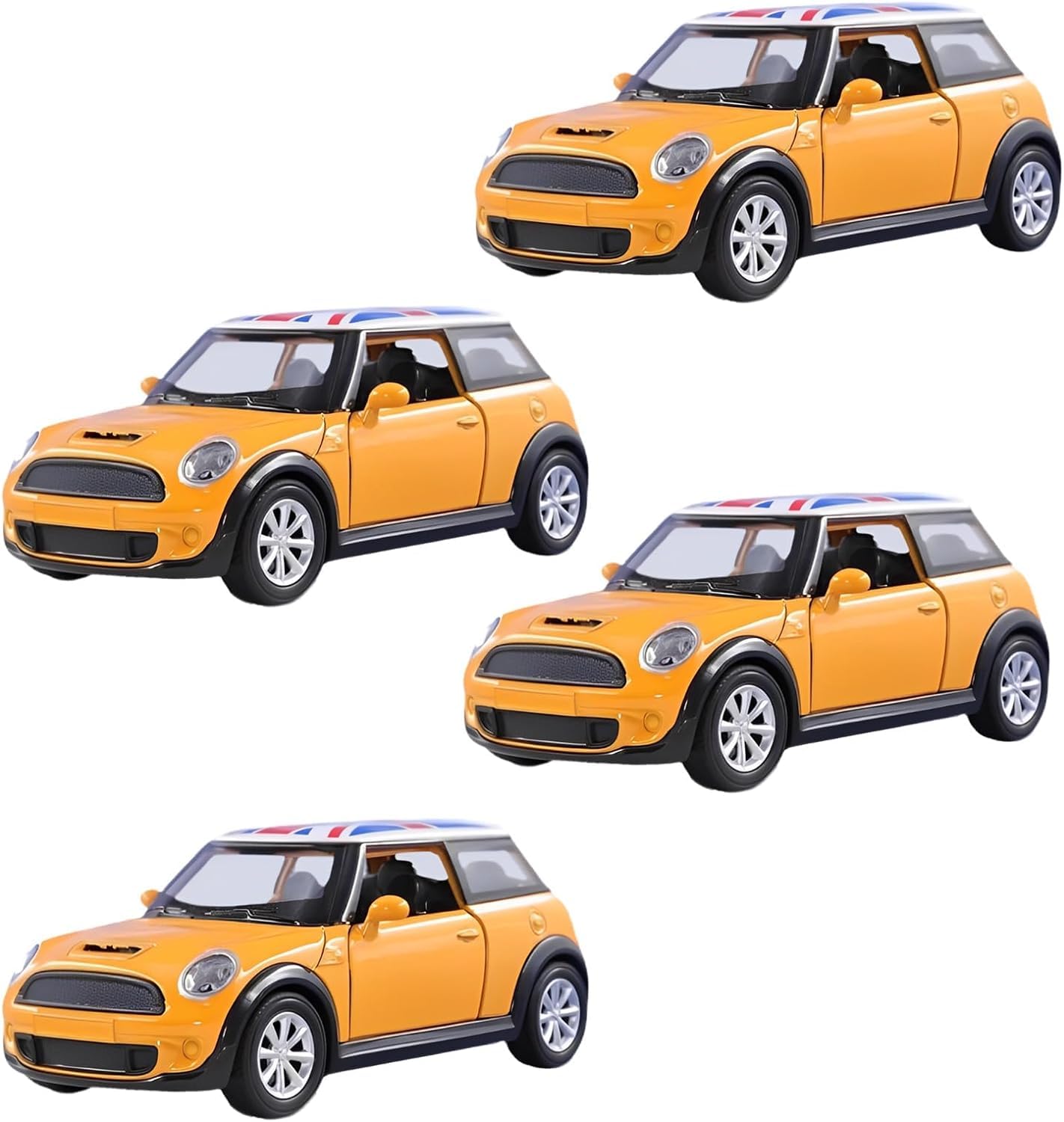 YSAMAX Mini Copper Car, Alloy Die-Cast Mini Sports Car 1:22, Perfect For Display Or Play, Sleek And Stylish, Iconic Detailing, Precision Perfection, Gift Choice, YELLOW (4 PCS)