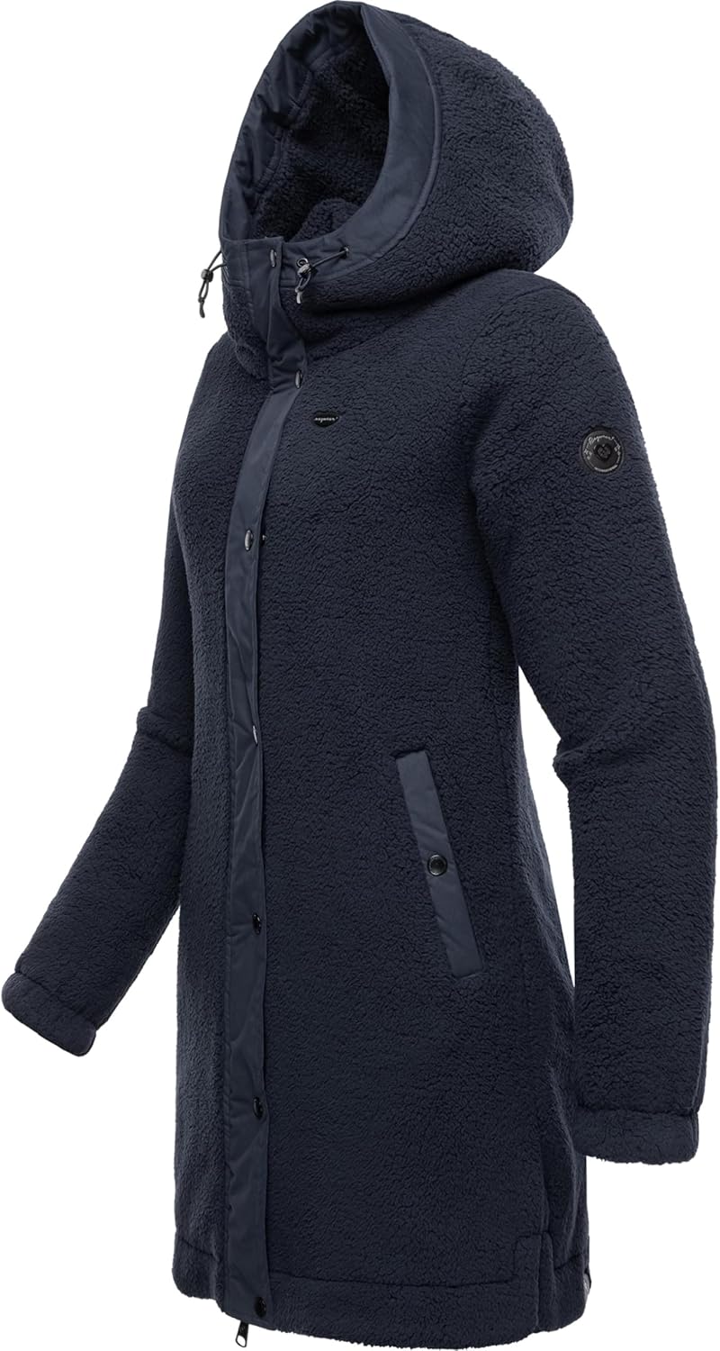 Ragwear Cousy Short Bonded Lichte overgangsjas voor dames, van behaaglijk ribgebreid materiaal met fleece binnenvoering en capuchon, XS-XXL, dark olive, M