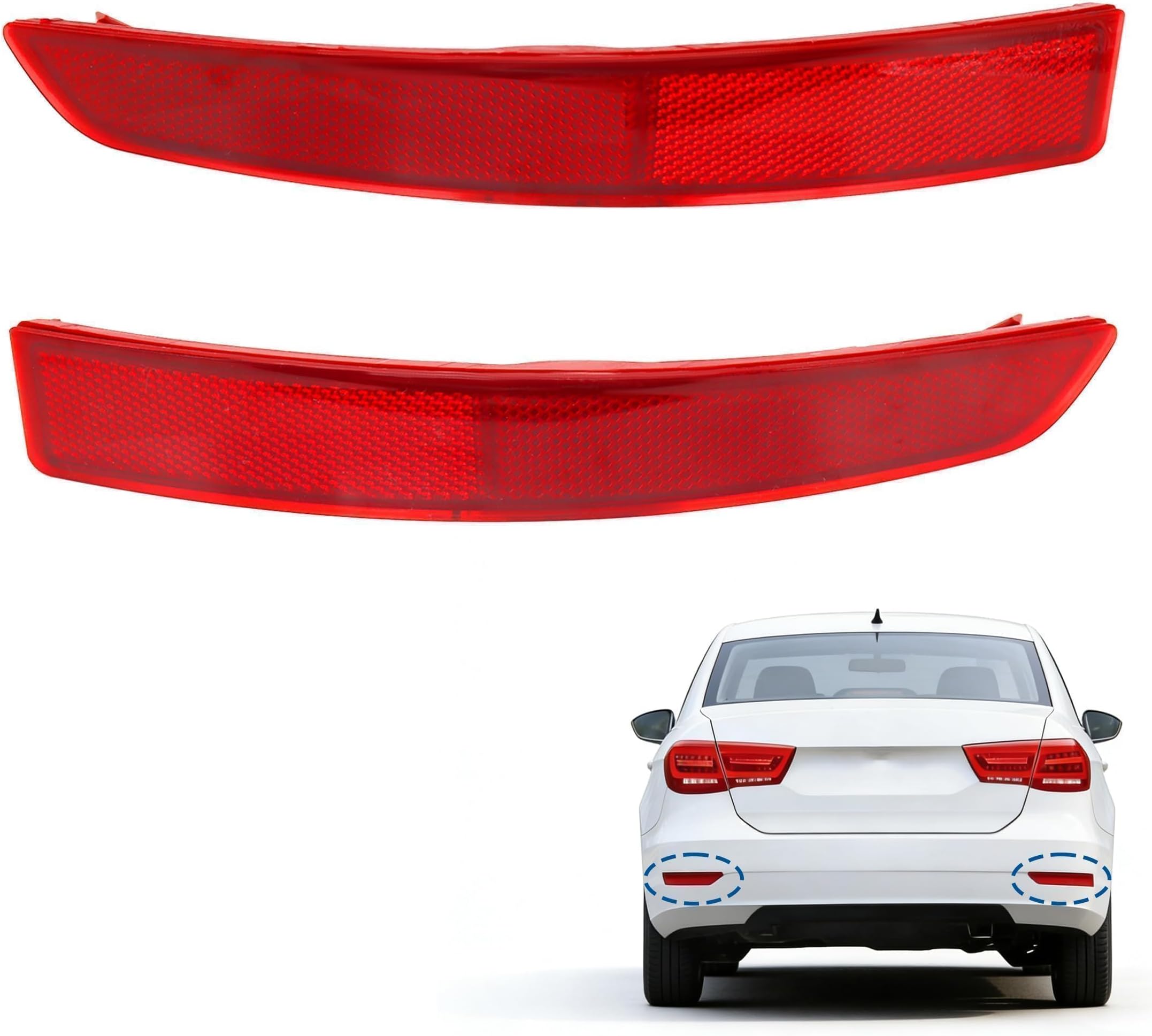 2 Rear Bumper Reflector Left & Right Side Set Fit for VW Jetta 5C6945105B | Fit for Volkswage Jetta 2015 2016 2017 2018 Replace # VW1184104 5C6945106B VW1185104