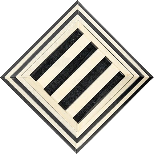 Miniatura 6 de Creative Co-Op Caja de madera recuperada y resina con rayas, negro y crema