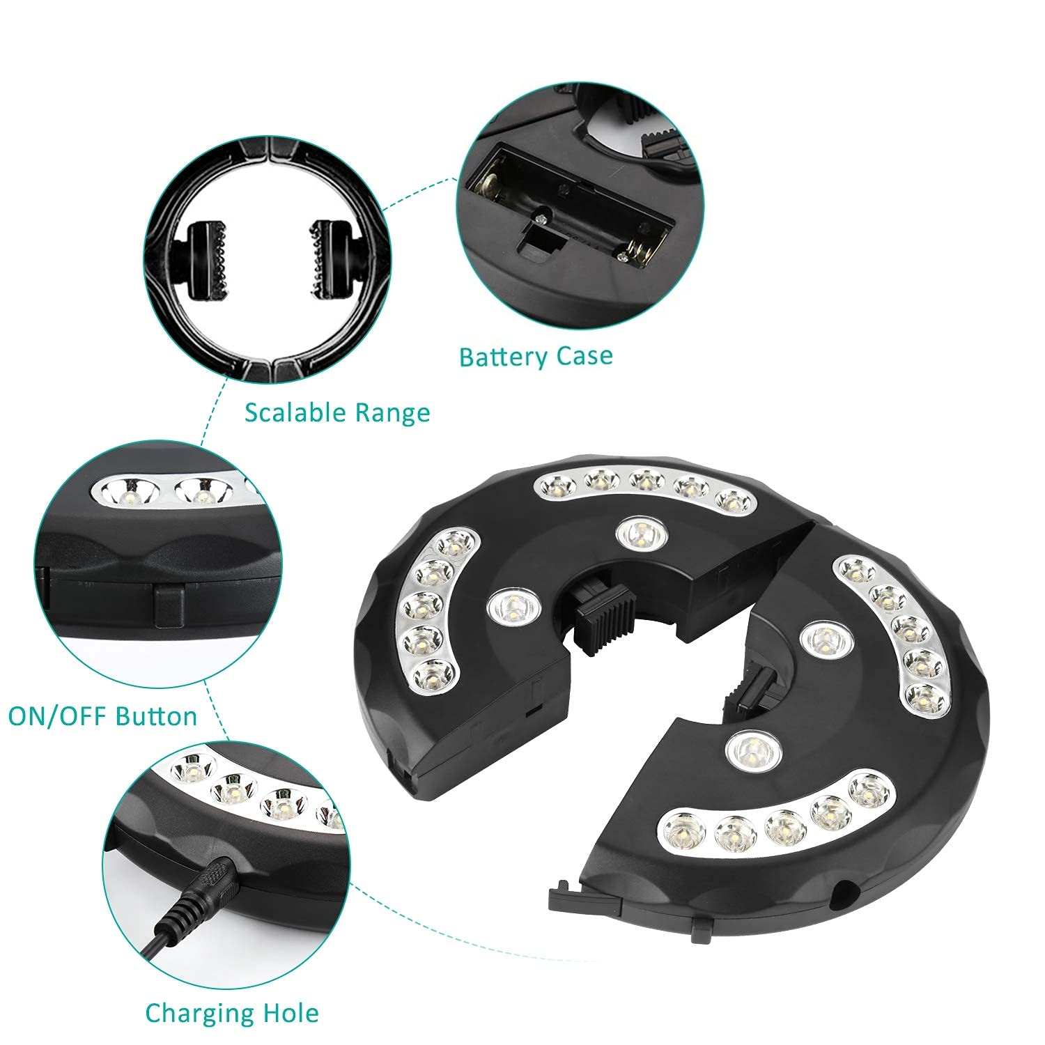 Iluminación para sombrilla SUPERNIGHT 28 luces LED Patio Lights 3 modos de luminosidad, 4 pilas AA (no im) luz para sombrilla de terraza al aire libre, camping, tiendas de campaña, blanco cálido
