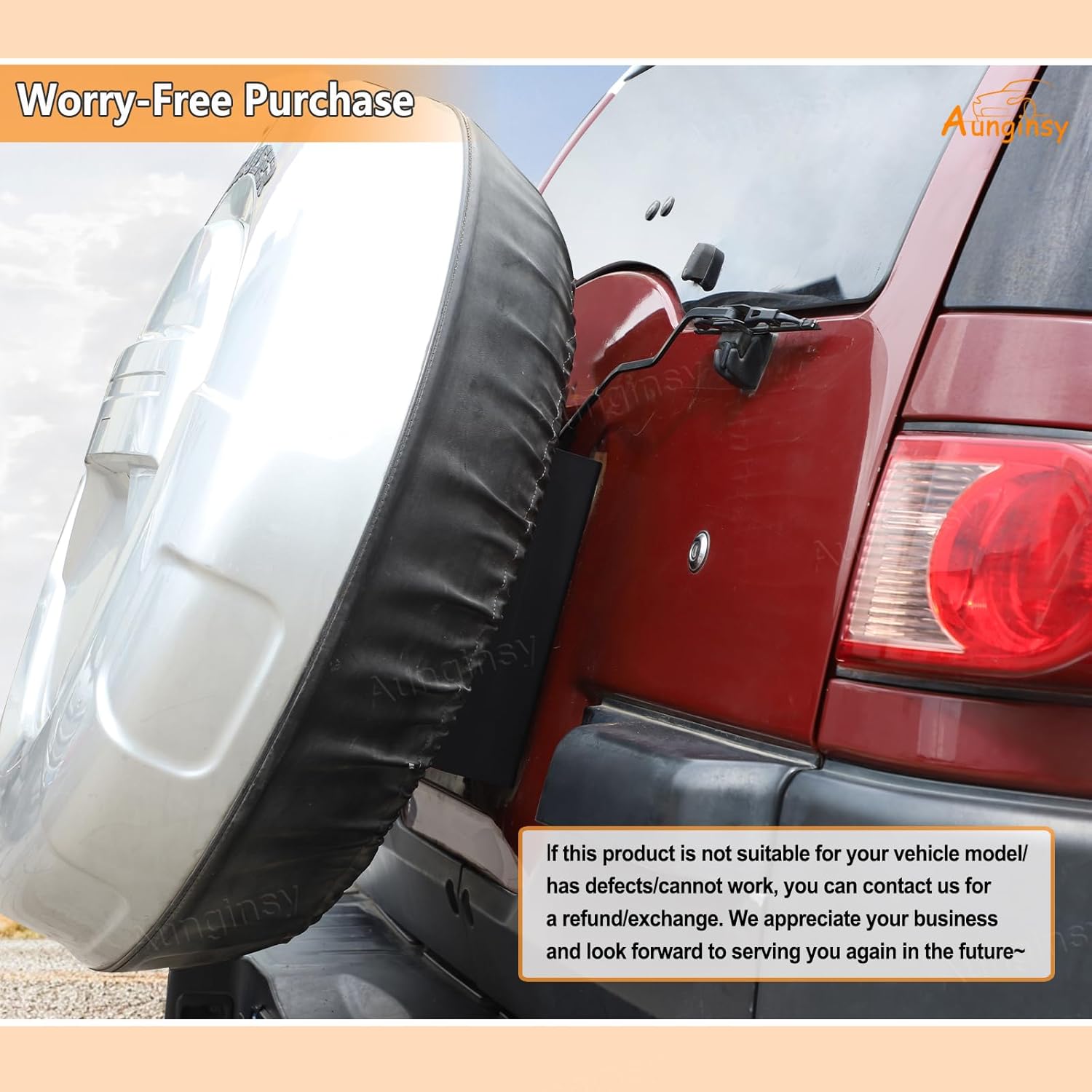 Aunginsy Car Spare Tire Carrier Mount Compatible with Toyota FJ Cruiser 2007-2021 Rear Spare Tire Height Increasing Bracket Rear Spare Wheel Heighten Holder Incline Slant Rack Replacement Accessories