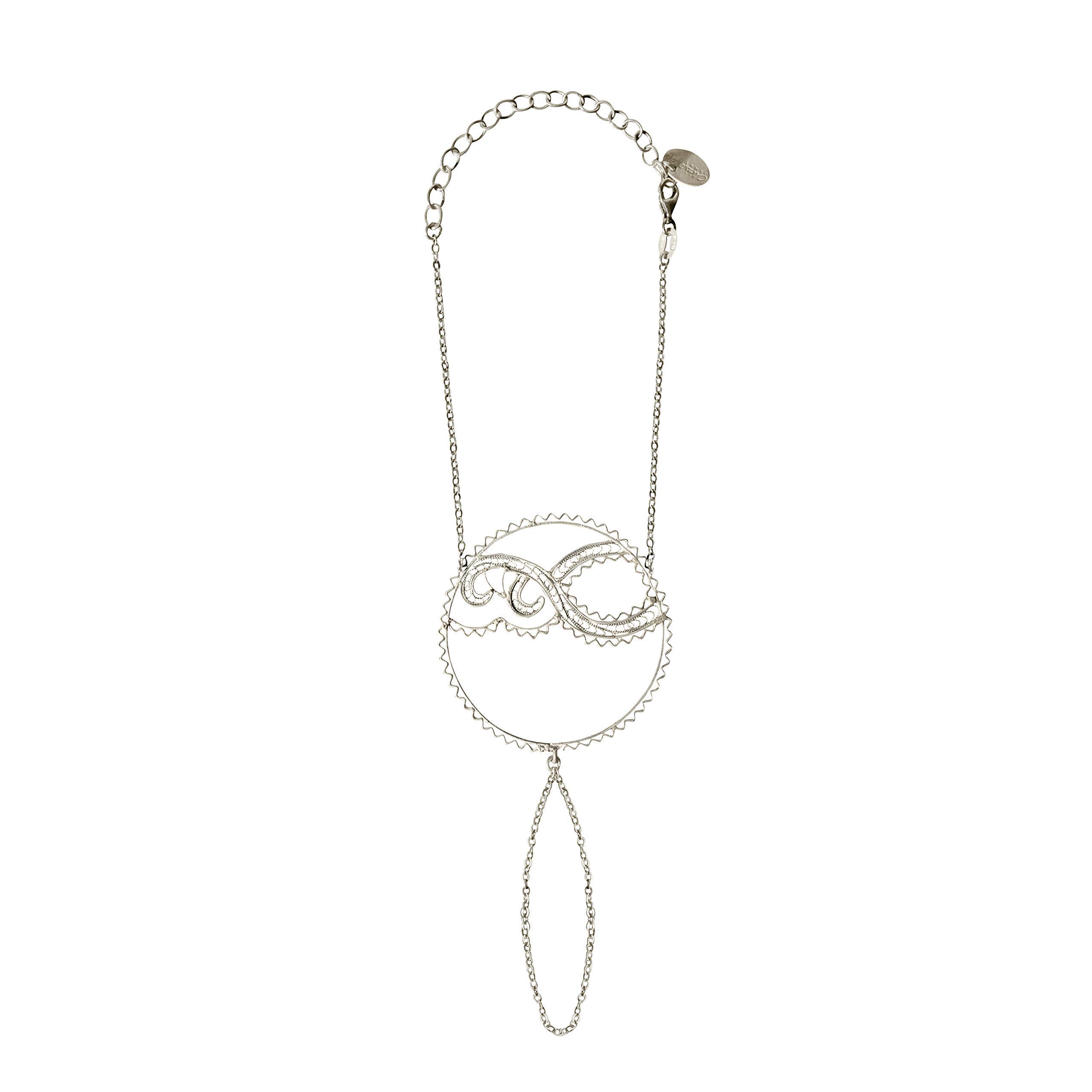 Bracciale Baciamano Onda Bracciale da Polso Regolabile Fatto a Mano in Filigrana d'Argento - Catenella in Argento Sterling 925 Bracciale ad Anello - Gioielli Quotidiani per Donne e Ragazze Adolescenti