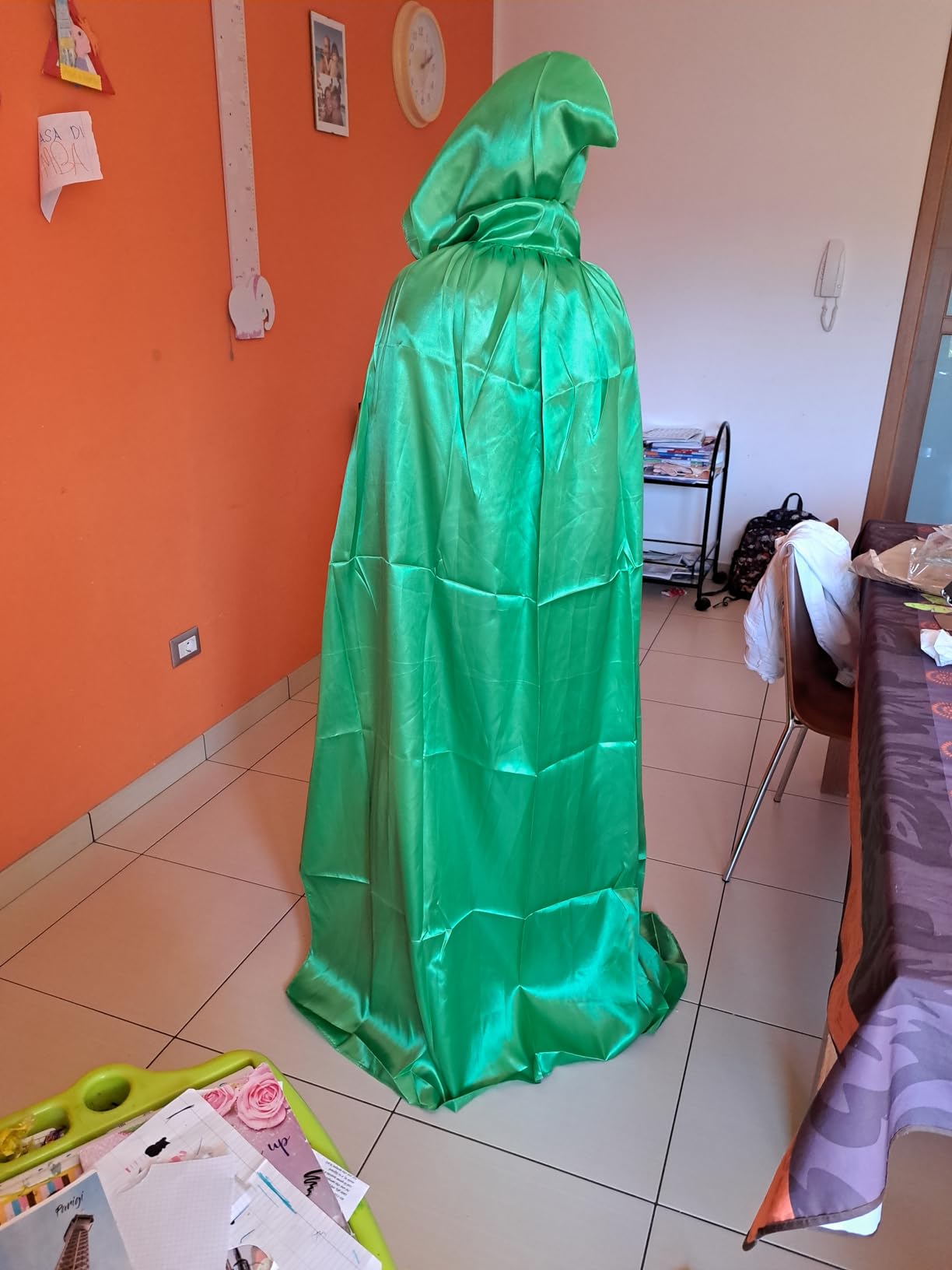 Costume Mantello Fantasma Bianco Con Cappuccio Per Halloween, Per Bambini 7-9 Anni (120-130 Cm) - Con Borsa Zucca Per Caramelle - 6