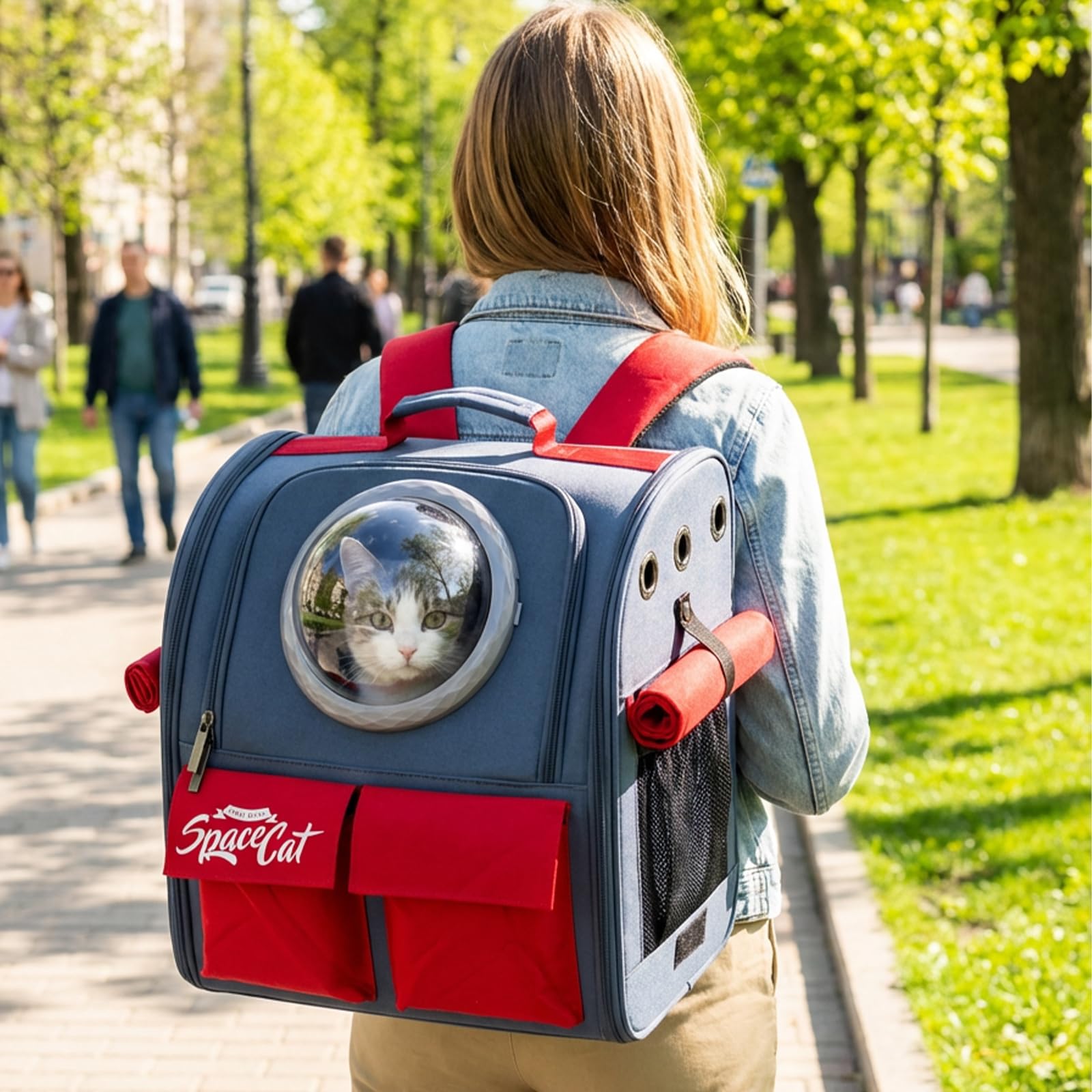 Galatée Mochila Expandible para Transportar Mascotas, Mochila para Gatos y Perros, Homologada por Aerolíneas, con Malla Transpirable para Viajes, Senderismo, Camping y Actividades Al Aire Libre(Azul)
