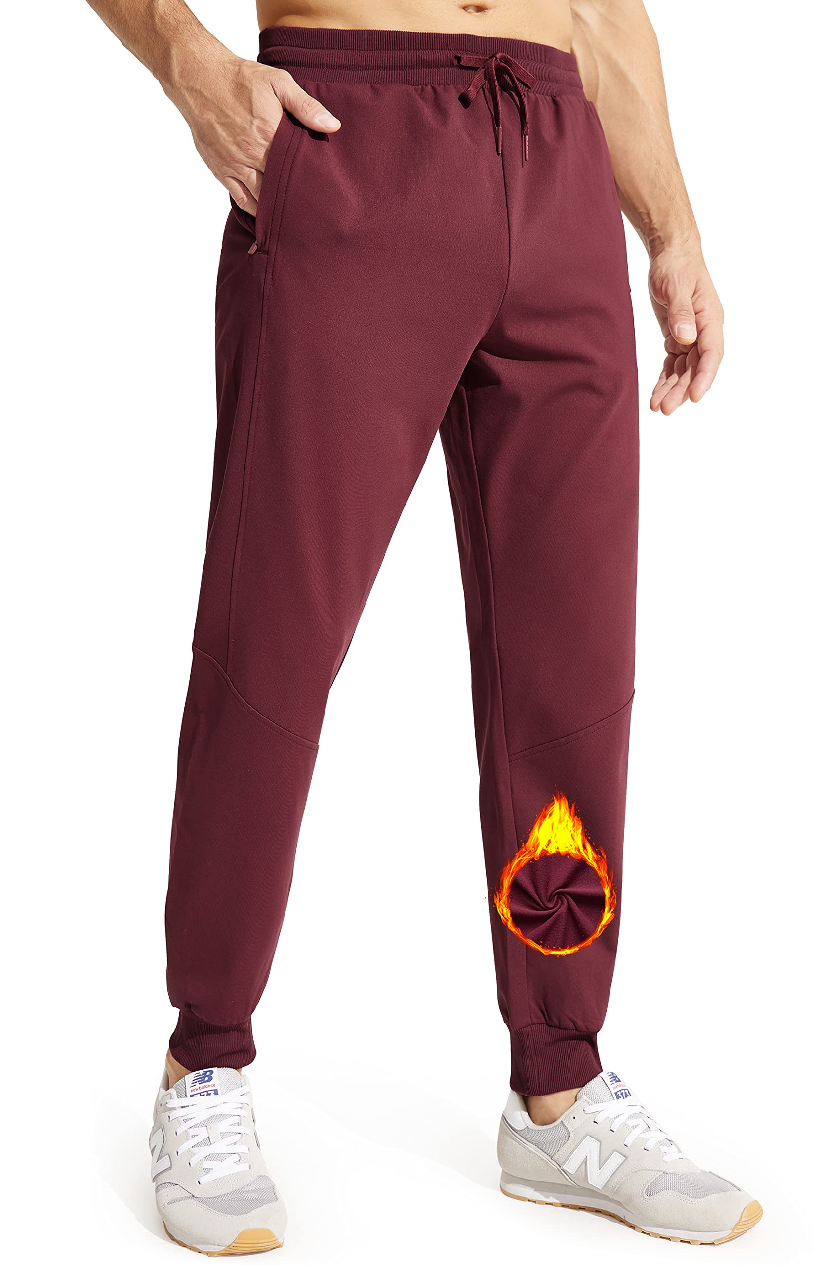 Libin Men's Fleece Lined Joggers Warm Sweatpants Water-Resistant Lightweight Pants Winter Athletic Casual Jogging Pants