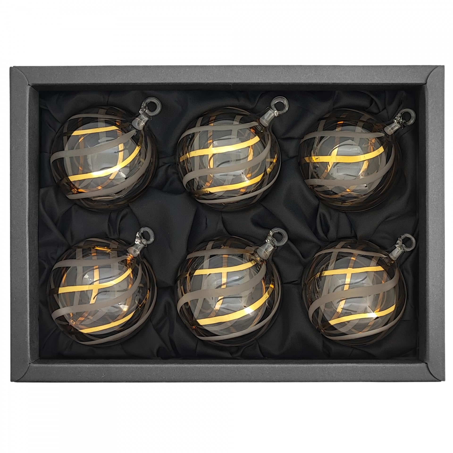 “royal Highness” – 6 cm Weihnachtskugeln/Christbaumkugeln transparent – 24 Karat Echt-Gold