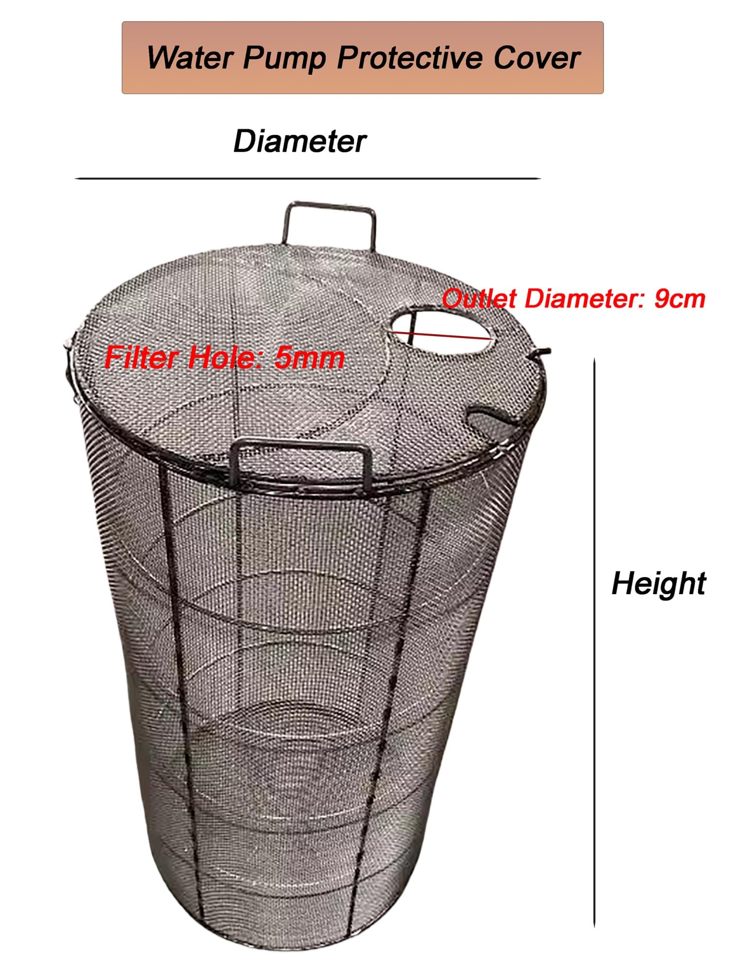 Cubierta de filtro de bomba de acero inoxidable, protector de malla de 1 mm para evitar obstrucciones para bombas sumergibles y de sumidero, características de agua al aire libre