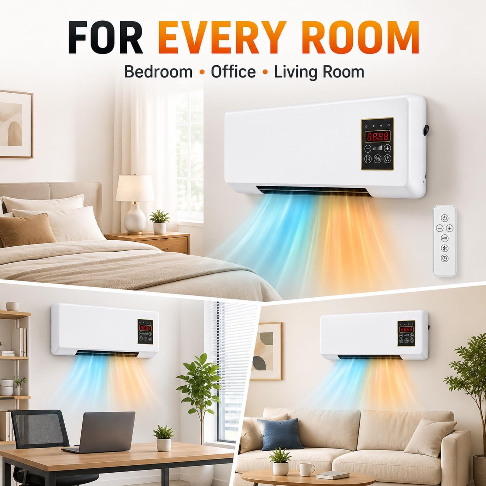 Aire Acondicionado Sin Unidad Exterior, Montado en La Pared, Súper Silencioso con Control Remoto, Fácil Instalación para el Hogar y La Oficina