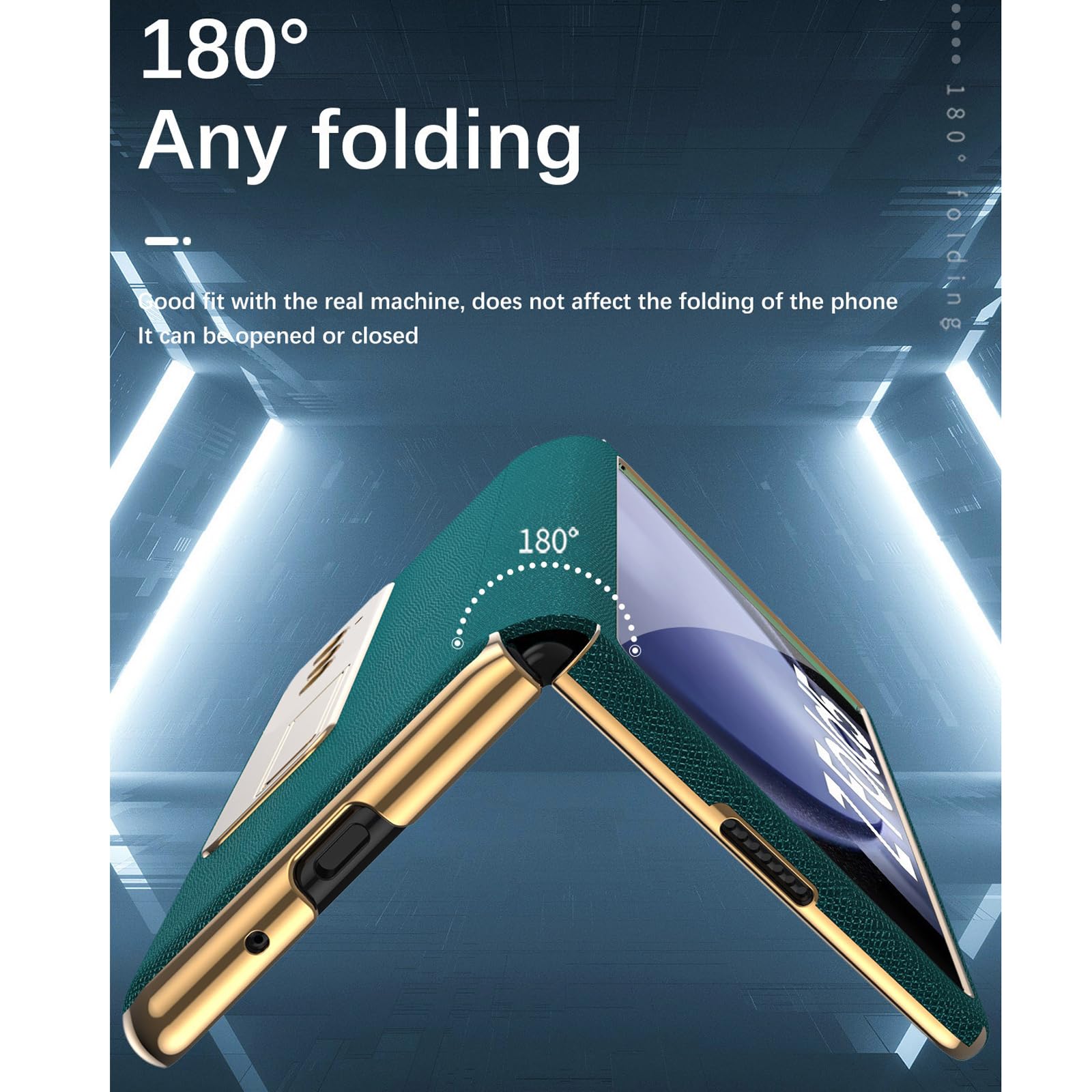 EKSED Custodia in Pelle per Samsung Galaxy Z Fold 5 5G 2023, Custodia elettrolitica con Protezione Completa del Corpo con Schermo in Vetro temperato e Supporto Nascosto Cover Antiurto
