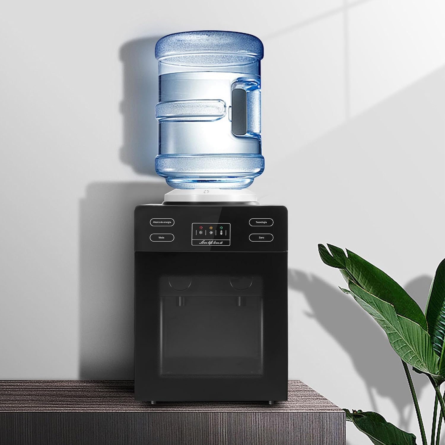 Countertop Water Dispenser Hot and Cold Options Top Loading Cooler Compact Space-Saving Design Quiet Operation for Office Kitchen Desk Use Plug Black