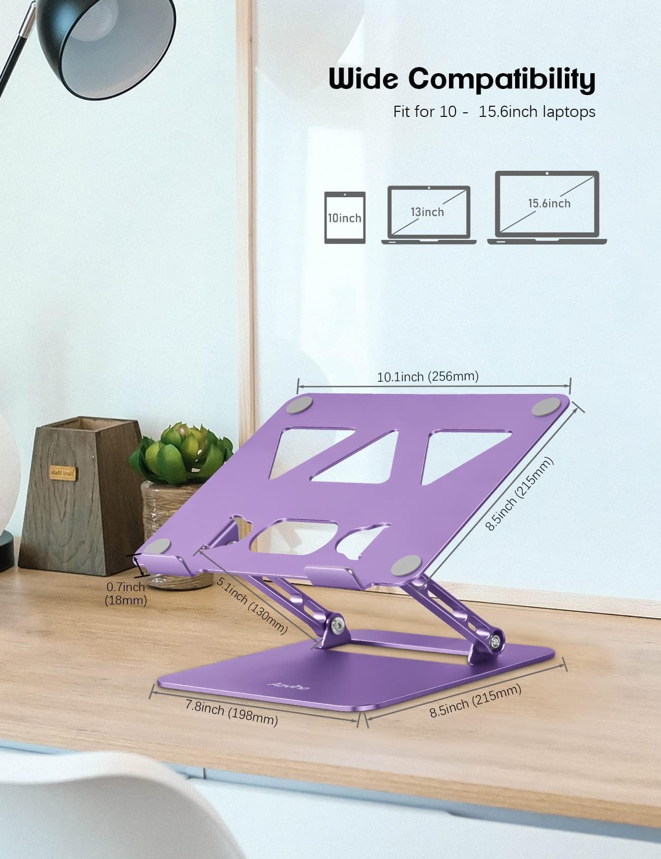 Aoviho Soporte ajustable para computadora portátil, soporte y elevador para laptop, soporte plegable de aluminio para computadora portátil para MacBook Air Pro HP Lenovo Dell Samsung Chromebook,