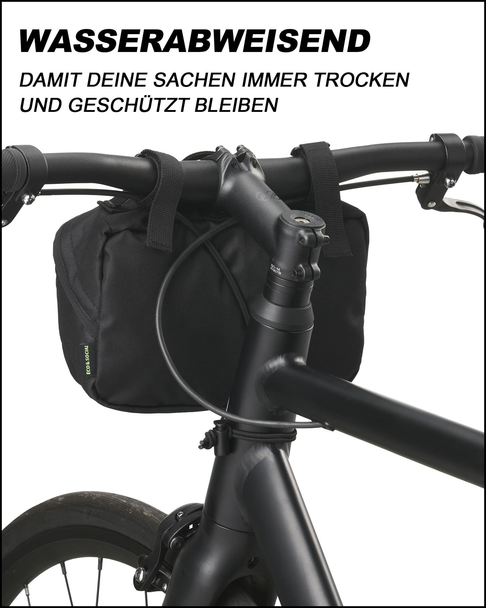 AEVOR Bar Bag Black Eclipse - Lenkertasche Fahrrad - Wasserabweisend - 3 L Volumen - 2 Innentaschen - Nachhaltiges Material - PFC-freie Imprägnierung