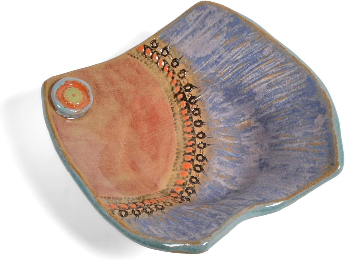 For Her Small Free Form Bowl by Laurie Pollpeter Eskenazi, Blue/Multi, Handmade American Pottery