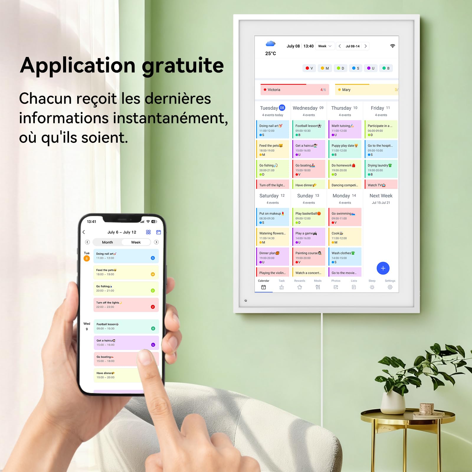 TABWEE Calendrier Digital 15,6" - Calendrier Électronique pour Planning Familial, Tableau des Tâches, Planificateur de Repas, Système de Récompenses (Cadre Photo Numérique)