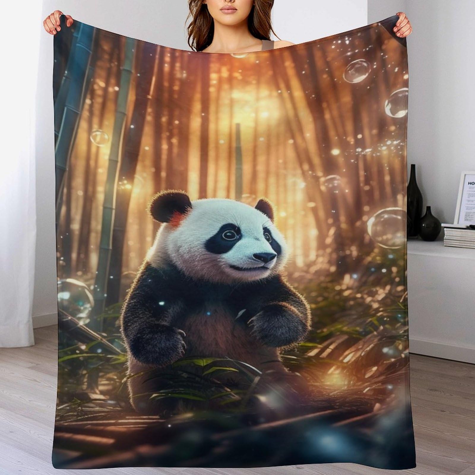 Couverture pour enfants adultes panda en flanelle douce respirante