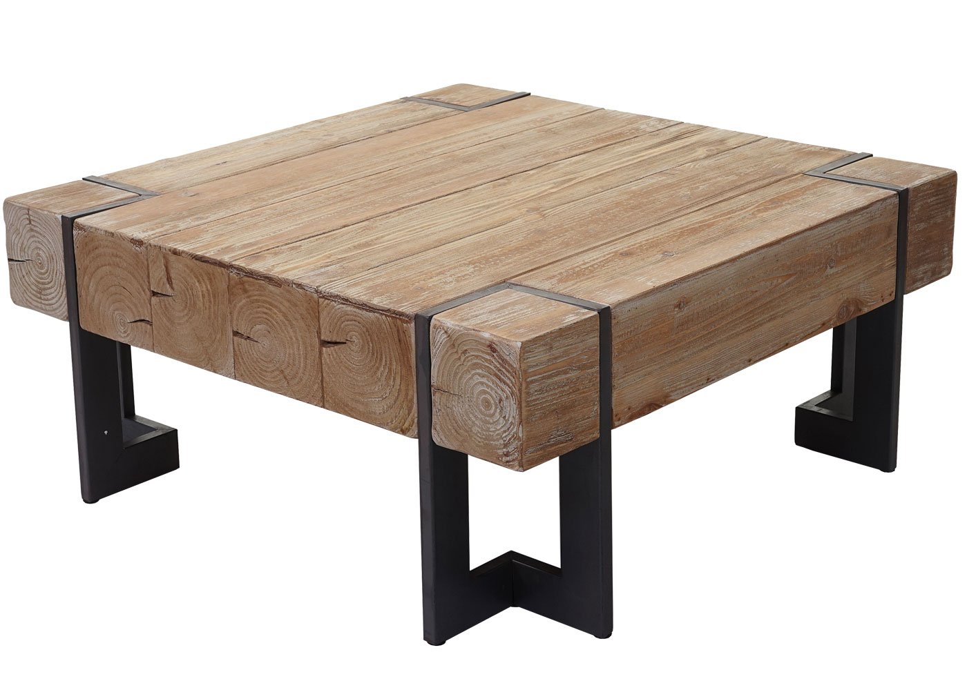 Mendler Stolik kawowy HWC-A15AM, stół do salonu, jodła lite drewno rustykalne, certyfikat FSC – kolor naturalny 70 x 70 cm