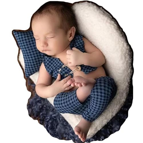 Miniatura 9 de Zeroest Accesorios de fotografía para bebé, recién nacido, sesión de fotos, traje de caballero para bebé, conjunto de traje de celosía (J-verde)