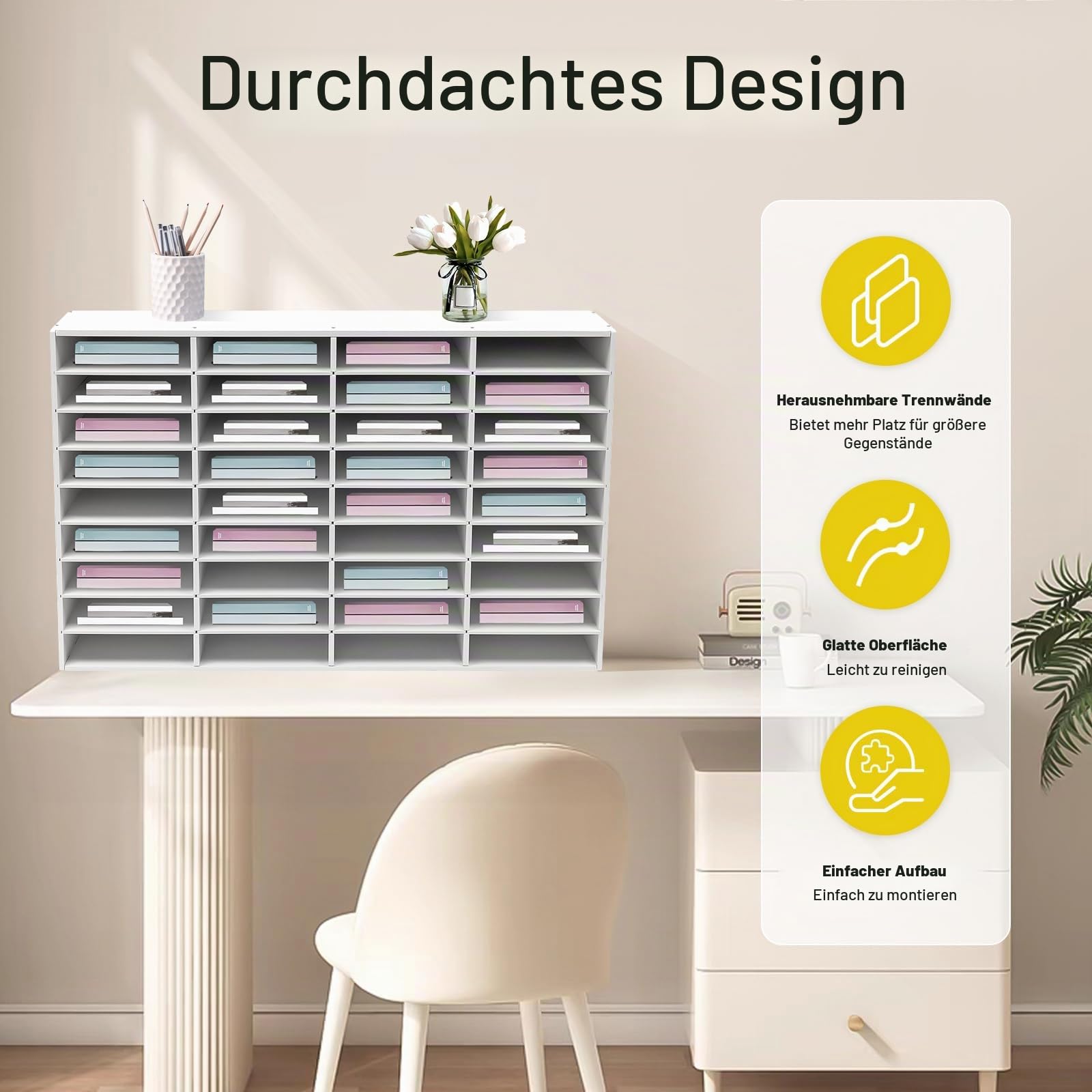 36 FäCher A4 Datei Literature Desktop File Holder Office Mailbox Holz Literatur Organizer Verstellbar Akten Sortierer Dokumentenablage Briefablage Schreibtisch Ablagefach Aktenhalter Briefkasten