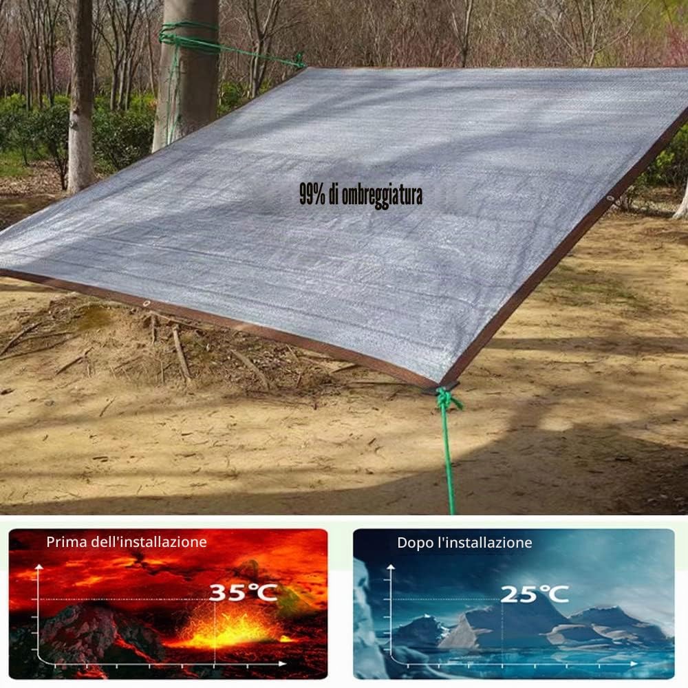 Rete Ombreggiante 99% alluminio, Telo Ombreggiante Riflettente Panno Ombreggiante Anti UV, Prova di Sole, per Auto/Cane/Serra/Giardino/Pergola 1x2m 2x3m 3x4m 3x5m 4x6m 6x8m (Size : 3mx6m(9.8ftx19.7ft