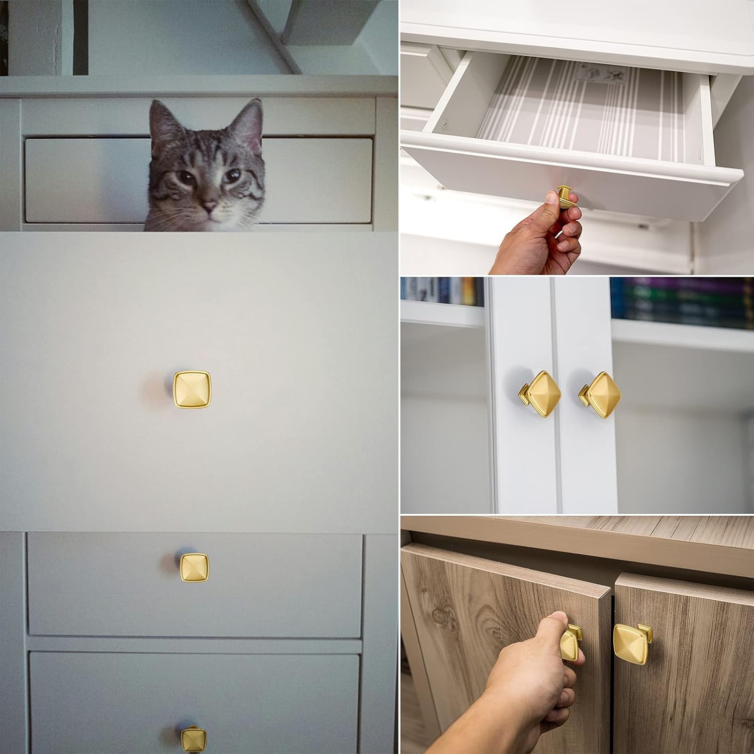 Winfred 10 Pcs 9009 Door Knobs Drawer Handles Gold Aluminium Alloy for Cupboards Doors, Drawers and Cabinets - Image 5