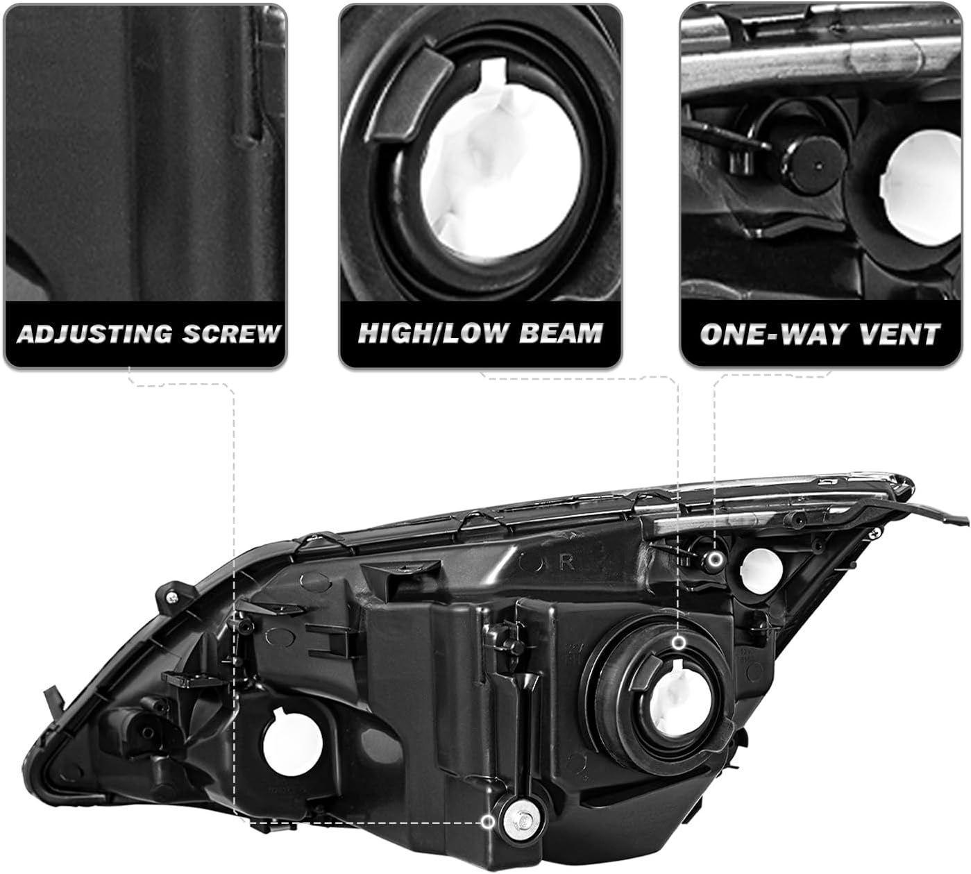 SOCKIR Headlight Assembly Compatible With 2007-2011 Honda CR-V Passenger And Driver Side