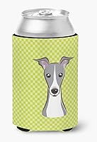 Vista 631 de Caroline's Treasures BB1293LITERK Tablero de ajedrez verde lima Weimaraner Botella de vino Hugger Funda Enfriadora Abrazador Lavable a Máquina