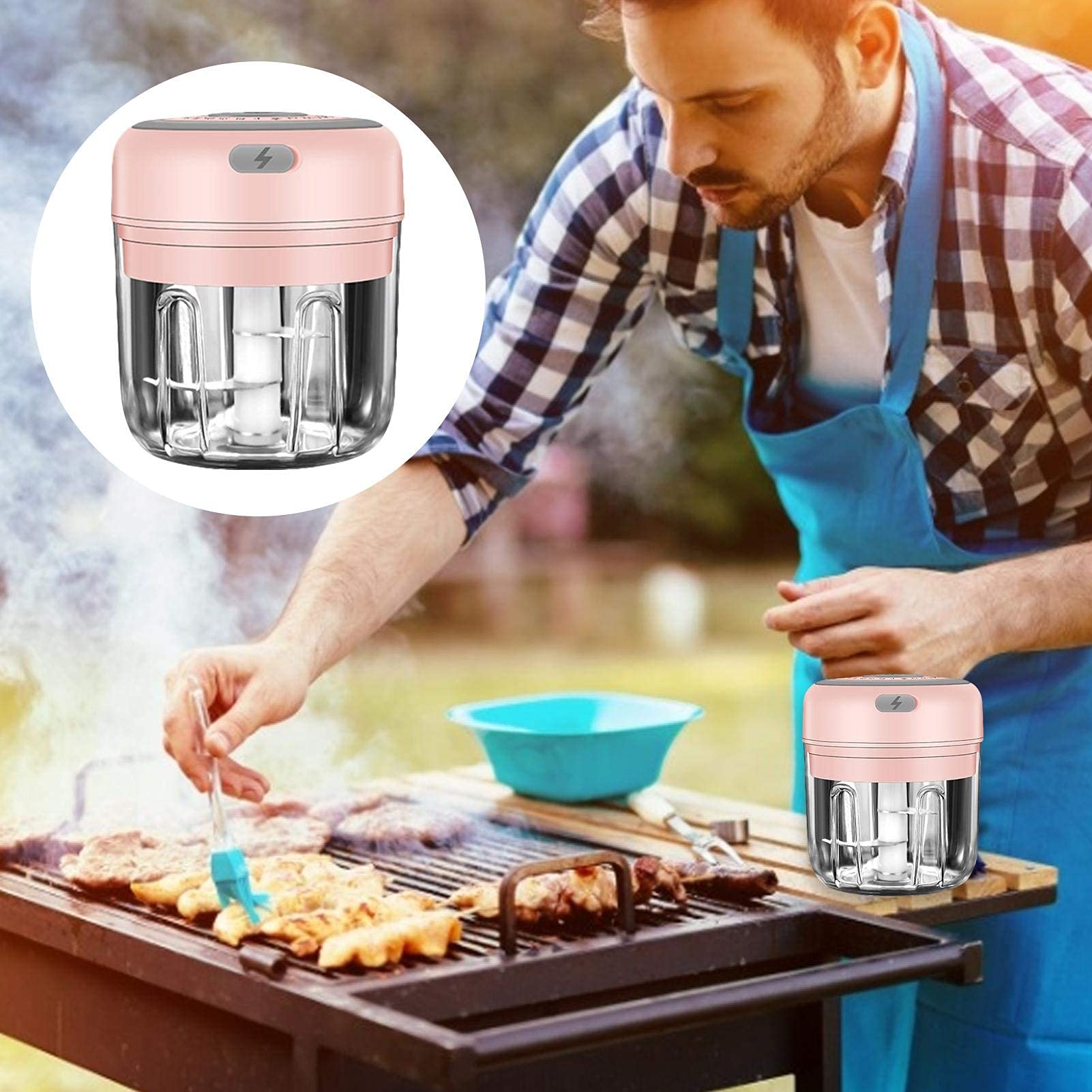Mini tritatutto elettrico portatile impermeabile piccolo aglio pressa tritatutto frullatore macina spezie processore con ricarica USB per pepe, zenzero, cipolla, peperoncino, zucca, verdure, noci