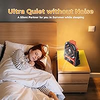 Vista 7 de Ventilador de camping recargable CosyHack, ventilador a batería con luces, ventiladores de playa al aire libre para tienda de campaña, 4 Naranja