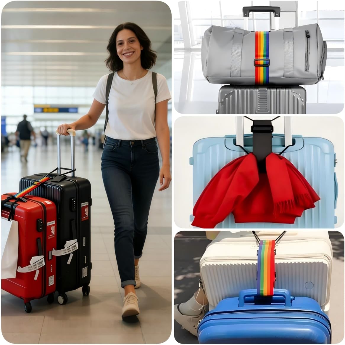 2 Pack Multi Use Strong Adjustable Luggage Straps for suitcases(Black)
