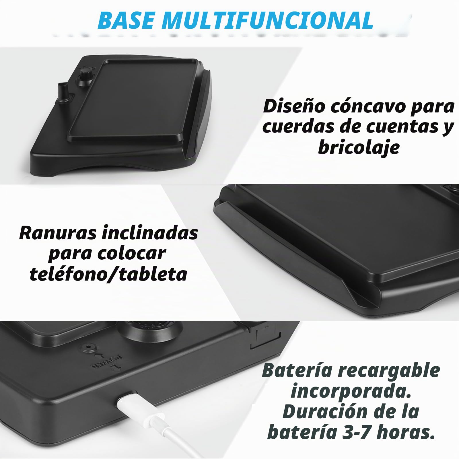 NZQXJXZ 10X Recargable Lupa con Luz y Soporte, Lámpara de Escritorio con Cuello de Cisne Flexible de 50 LED, Lupa de Página Grande para Leer, Coser, Manualidades, Pintar, Bricolaje, Trabajos de Cerca