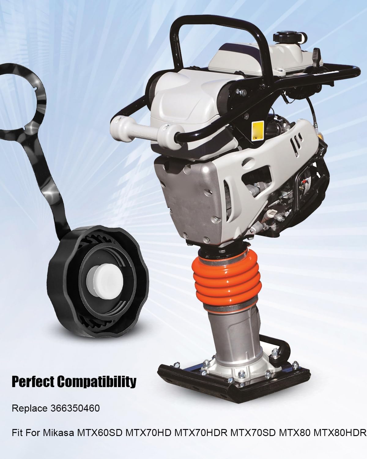 Fuel Tank Cap Replace 366350460 Fit for Mikasa Multiquip Rammers MTX50HD MTX90 MTX60HD MTX70HD MTX70HDR MTX80HDR