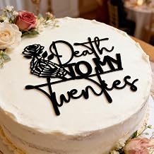 Death to My Twenties Cake Topper, Rip Twenties Cake Decorations, Funeral Birthday Party Cake Charm Decor, Rip to My 20s, 30th Birthday Party Cake Decoration Supplies, Acrylic Black,5.1x4.8 inches