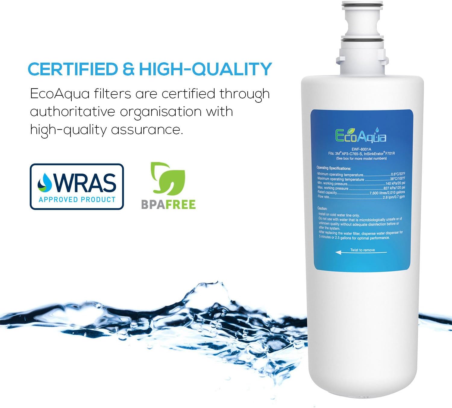 EcoAqua EWF-8001A Water Filter Replacement Compatible With InSinkErator Model F701R, Steaming Hot Water Tap, HC1100, GN1100 - Image 5