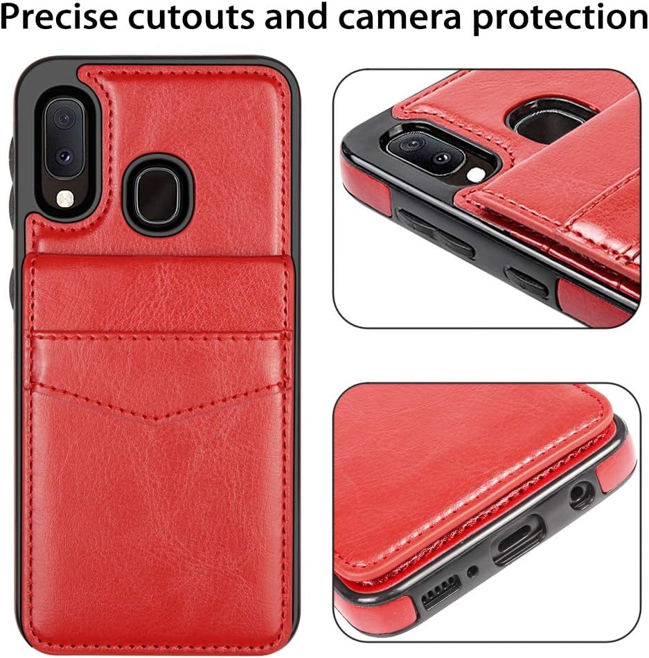 LakiBeibi Samsung Galaxy A10E Case, Dual Layer Lightweight Premium PU Leather Samsung A10E Case Wallet with Card Holders Magnetic Lock Flip Phone Case for Samsung Galaxy A10E (2020), Red