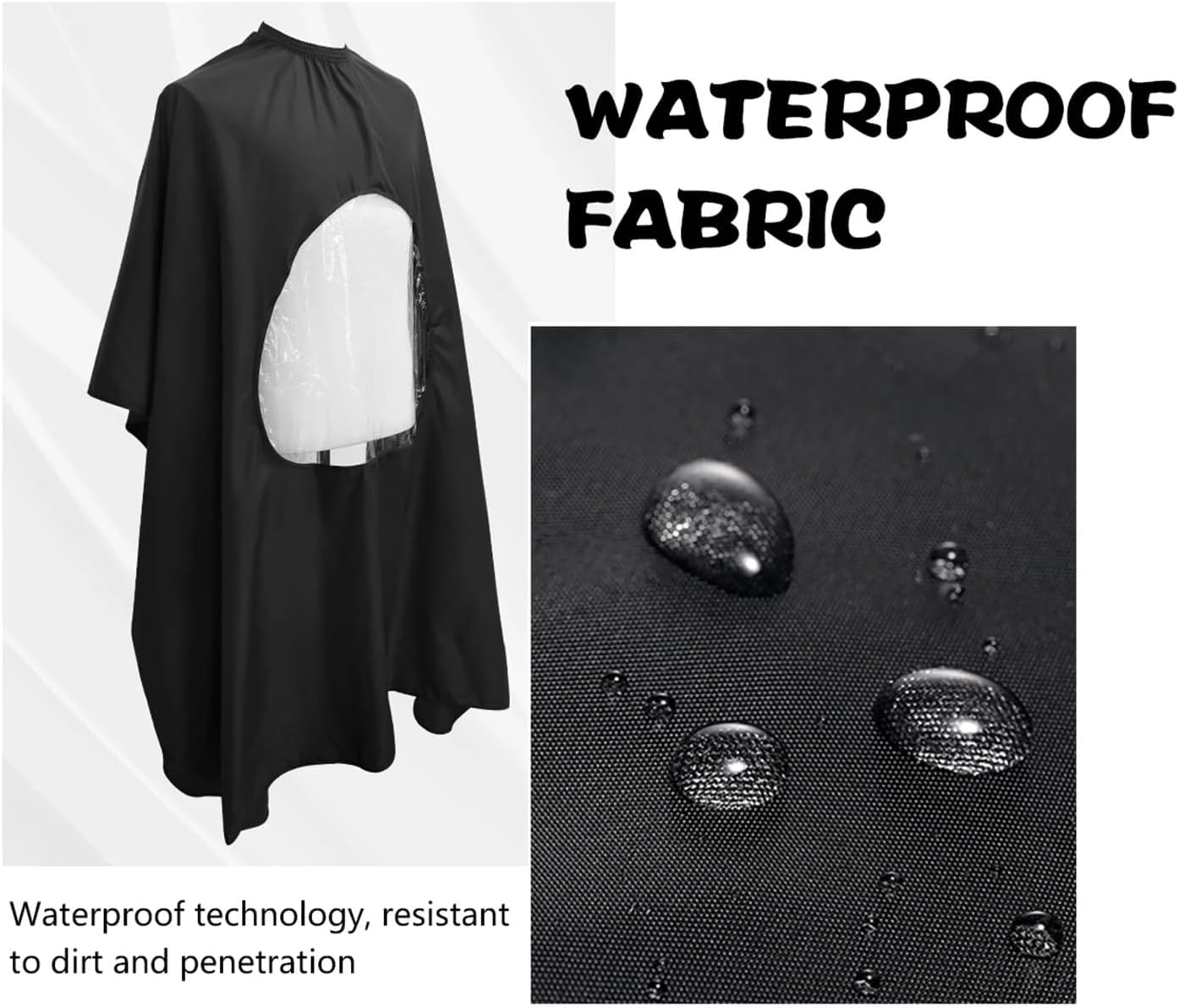 Salon Hairdressing Cape Barber Transparent Viewing Window Waterproof Haircut Cloak Perspective