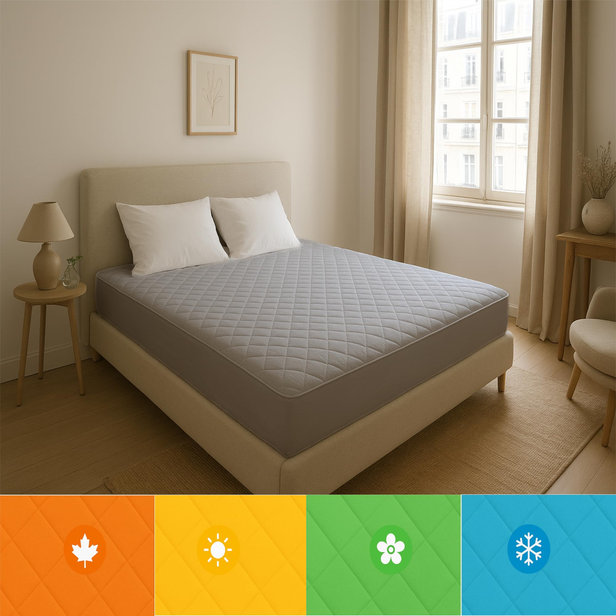 Mattress Protector Cotton Quilted Mattress with Anti-Allergic Treatment, Waterproof, Anti-Mite, Soft and Quiet, Breathable Mattress Protector (White,160x190/200 (35-40
