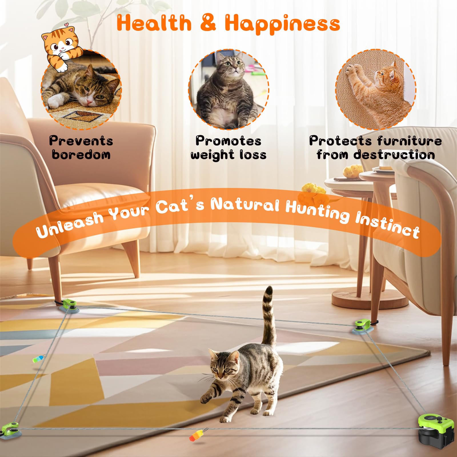 ITSHINY Juguete eléctrico para gatos, autoempleo con caminos ajustables, modos automáticos y manuales, recargable por USB
