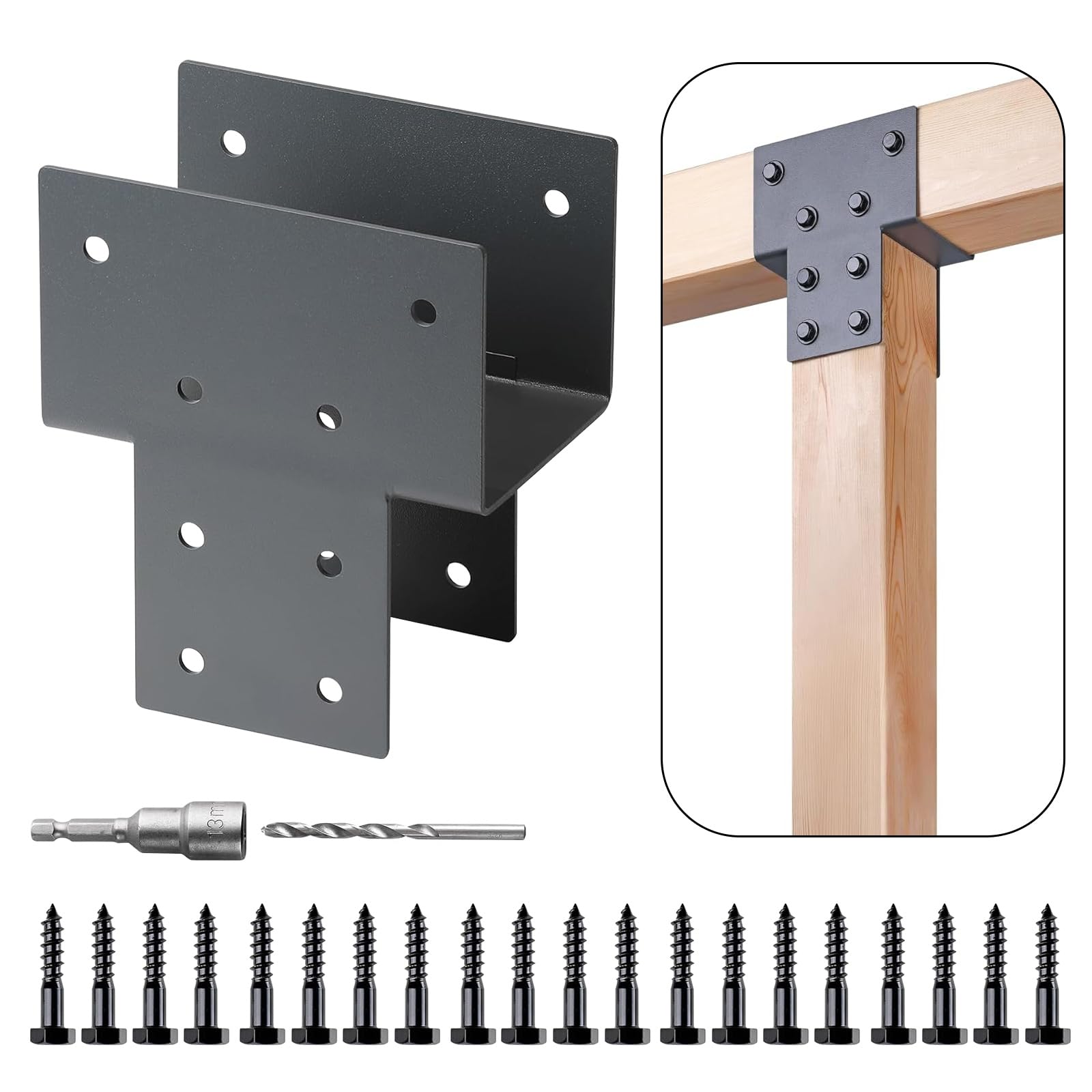 Photo 1 of Fepinc 6x6 Post Cap Tie Bracket, (Actual 5.5"x5.5") Wood Gazebo Post Bracket Heavy Duty Wood Post to Beam Support Connect Bracket (6x6)