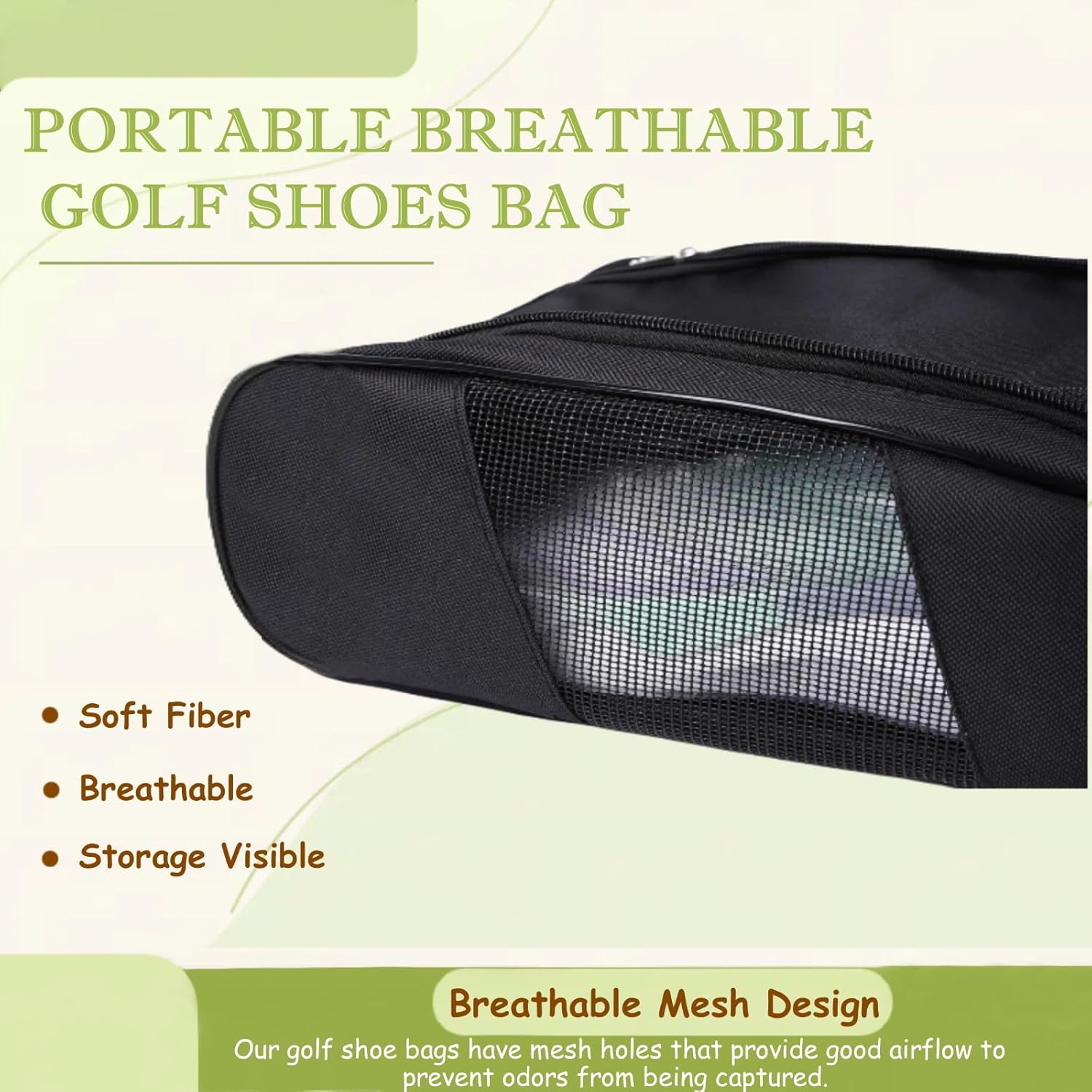 Golf Shoe Bag for Men Women, Mesh Shoe Bags for Travel, Water Proof Ventilation Golf Shoes Bag, Outdoor Shoe Carrier with Zippered and Handle (Black/Red -1 Pack) - Image 6