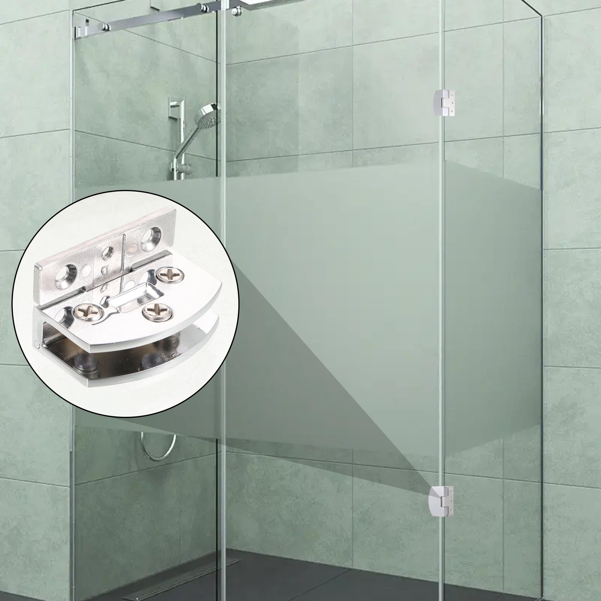 Pivot Hinge 2 Pieces Glass Cabinet Door Hinges Shower Door Pivot Hinges 90 Degree Frameless Glass Door Cupboard Showcase Cabinet Clamp Bathroom Clamp - Image 3
