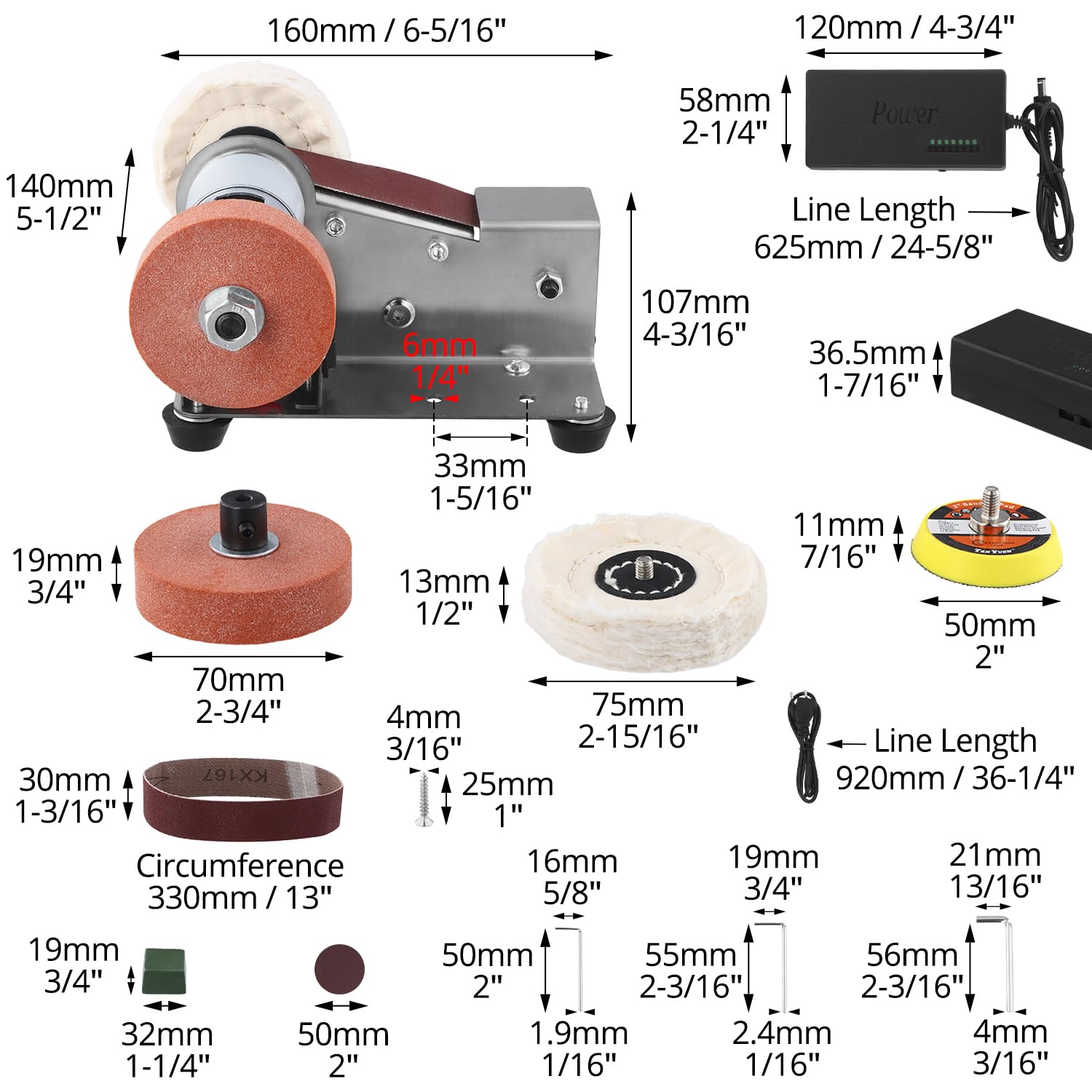Image secondaire de Ponceuse à bande électrique QWORK réglable en acier inoxydable