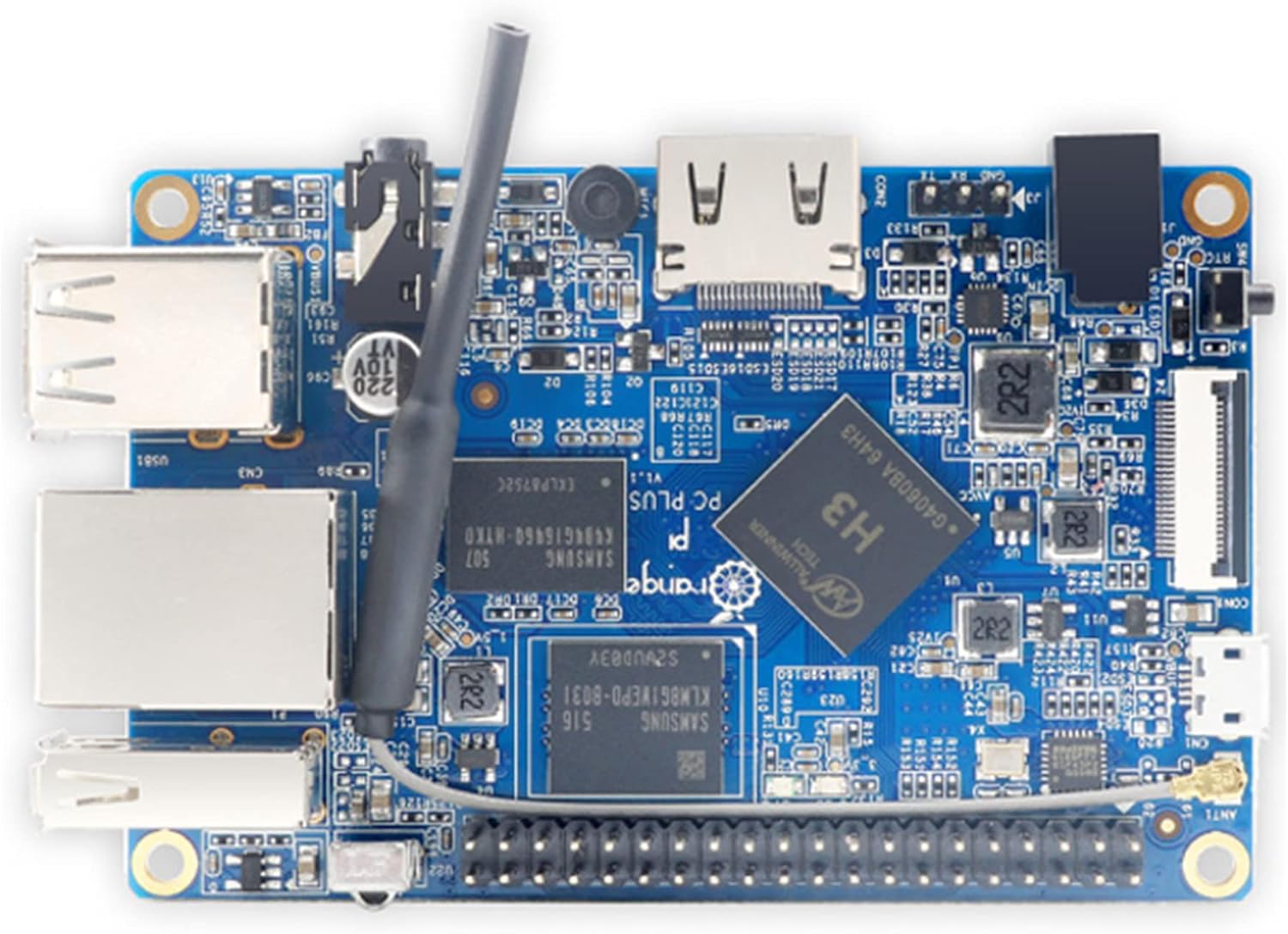 Orange Pi PC Plus Development board RAM 1G with 8GB Emmc Flash,Mini Open-Source Single Board,Support 100M Ethernet Port/Wifi (PC Plus)