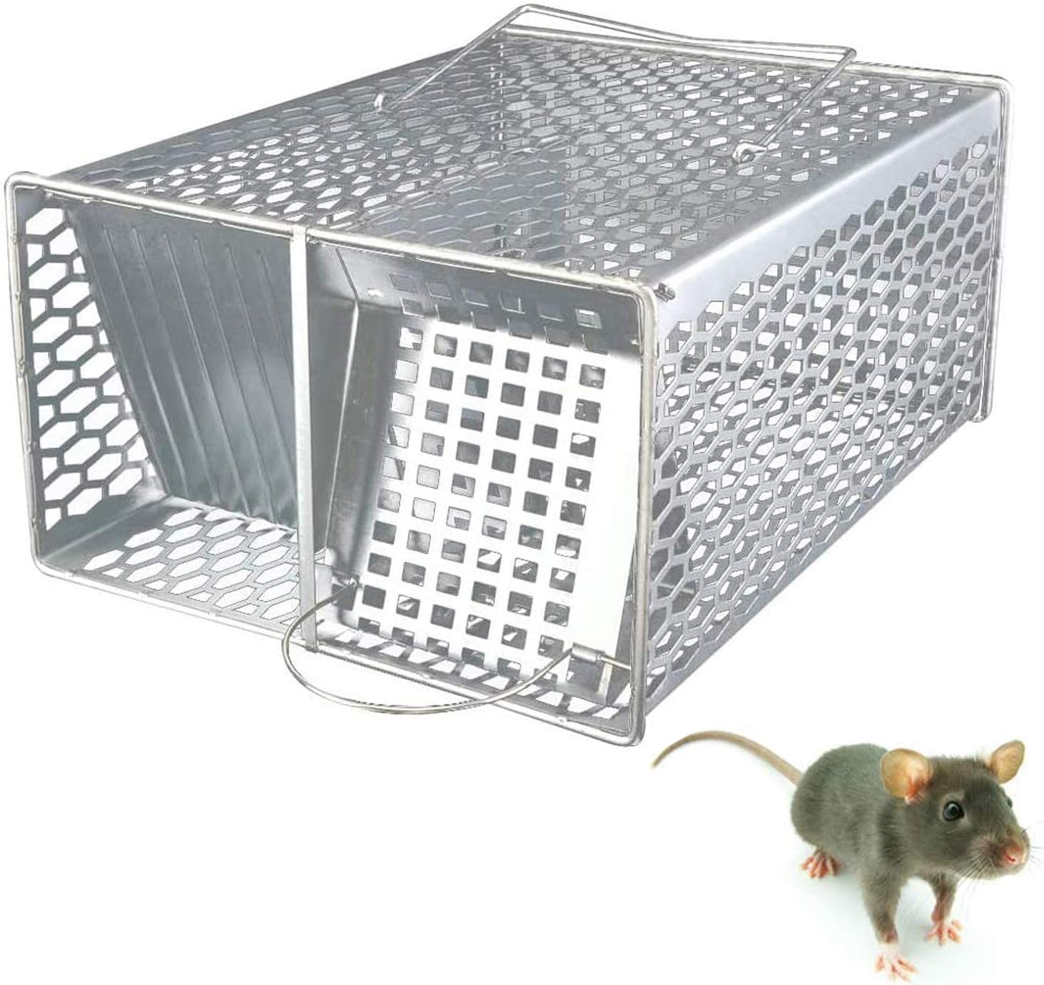 Extra Huge Humane Rat Trap, Large Mouse Traps, Chipmunk, Squirrel, Reusable for Indoor and Outdoor, Safe for Kids and Pets (White)